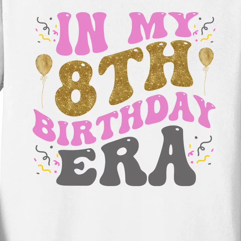 In My 8th Birthday Era Party Kids Long Sleeve Shirt