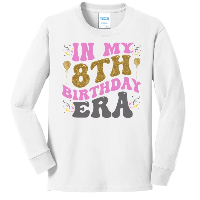 In My 8th Birthday Era Party Kids Long Sleeve Shirt