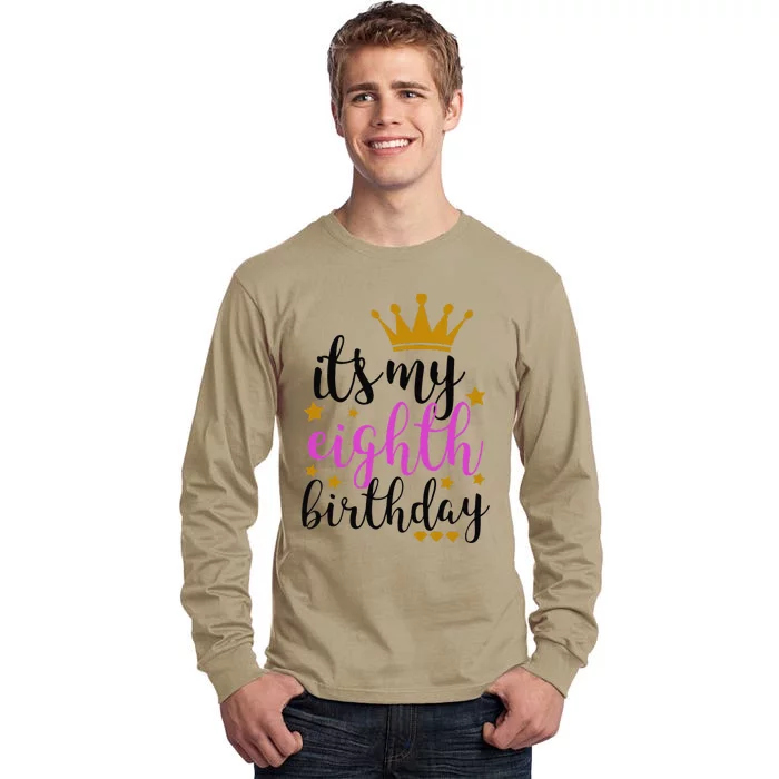 It's My 8th (Eighth) Birthdays, Pink Gold Crown Tall Long Sleeve T-Shirt