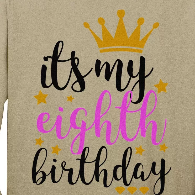 It's My 8th (Eighth) Birthdays, Pink Gold Crown Tall Long Sleeve T-Shirt