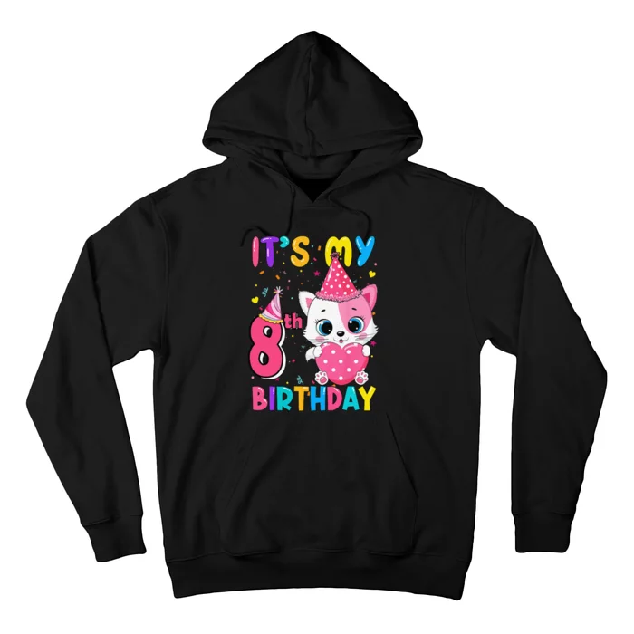 It's My 8th Birthday Funny Cat Birthday 8 Year Old Hoodie