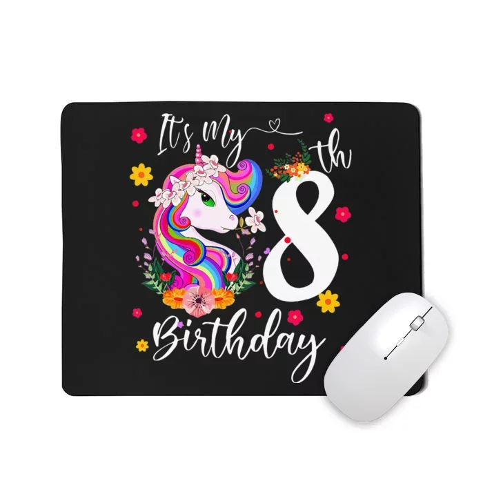 It's My 8th Birthday Gift Unicorn 8 Year Olds Mousepad