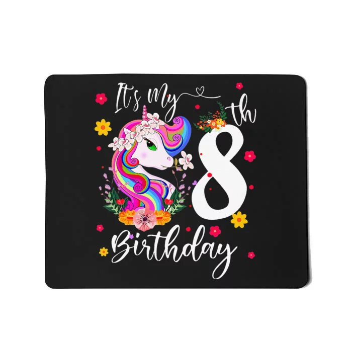 It's My 8th Birthday Gift Unicorn 8 Year Olds Mousepad