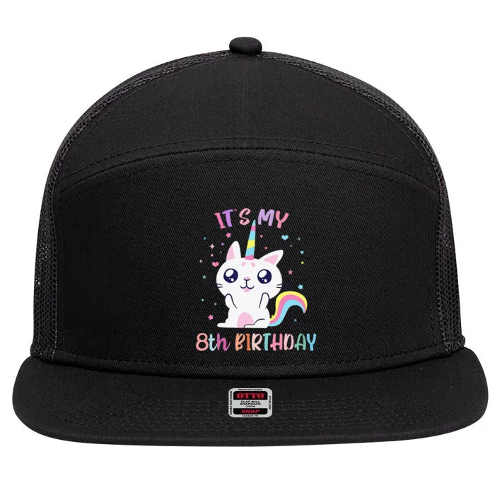 Its My 8 Birthday Caticorn Outfits For 7 Panel Mesh Trucker Snapback Hat