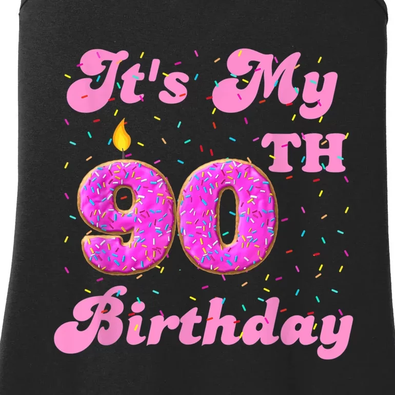 It's My 90th Birthday Donut 90 Years Old Bday Ladies Essential Tank