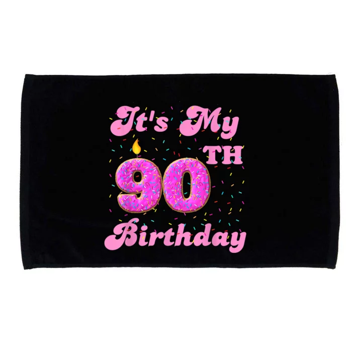 It's My 90th Birthday Donut 90 Years Old Bday Microfiber Hand Towel