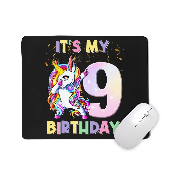 It's My 9th Birthday Unicorn 9 Year Olds Outfit Mousepad