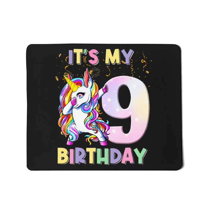 It's My 9th Birthday Unicorn 9 Year Olds Outfit Mousepad