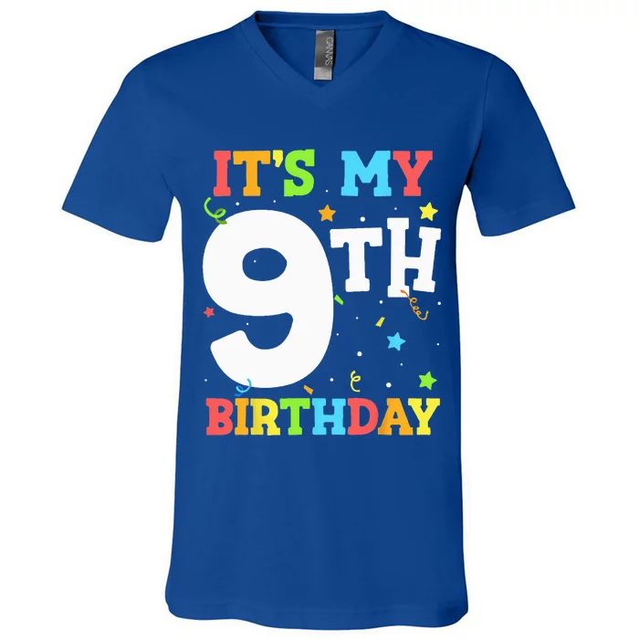 Its My 9th Birthday 9 Nine Happy Birthday V-Neck T-Shirt