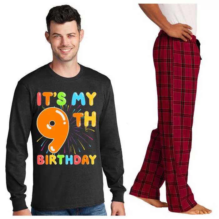 ItS My 9th Birthday 9 Nine Happy Birthday Boy Or Girl Art Long Sleeve Pajama Set