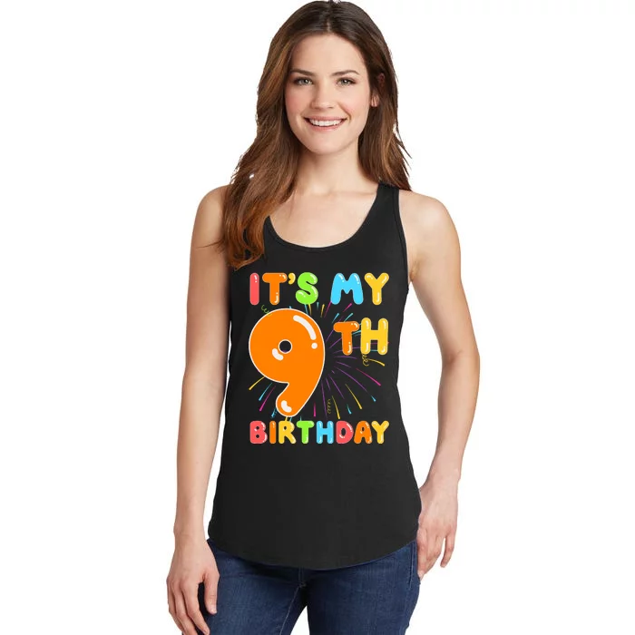 ItS My 9th Birthday 9 Nine Happy Birthday Boy Or Girl Art Ladies Essential Tank