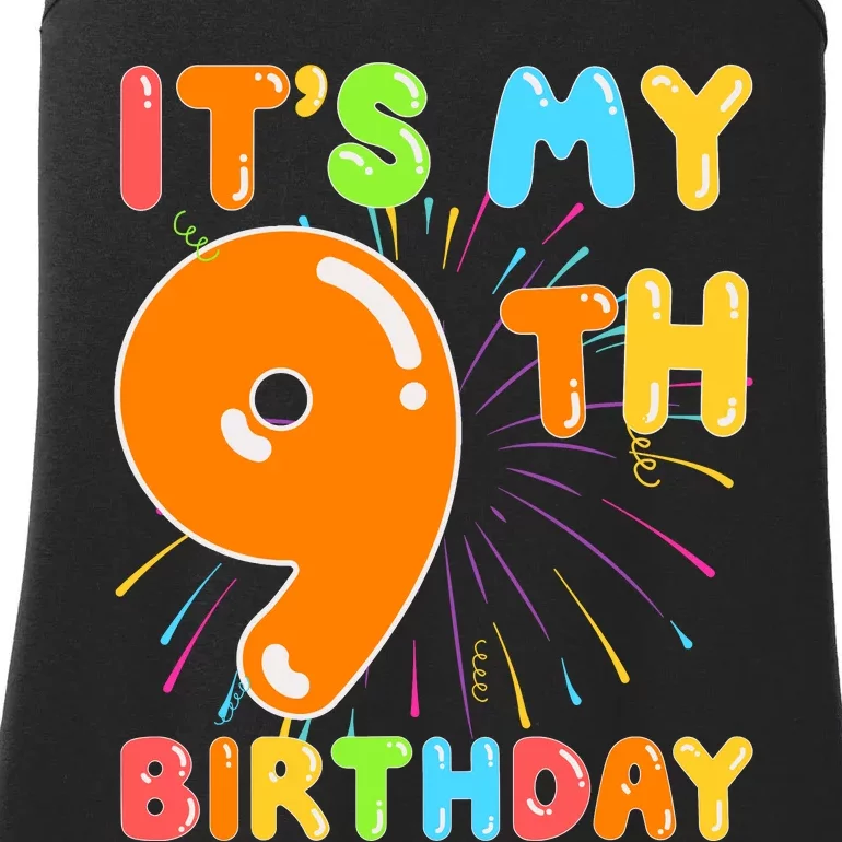 ItS My 9th Birthday 9 Nine Happy Birthday Boy Or Girl Art Ladies Essential Tank