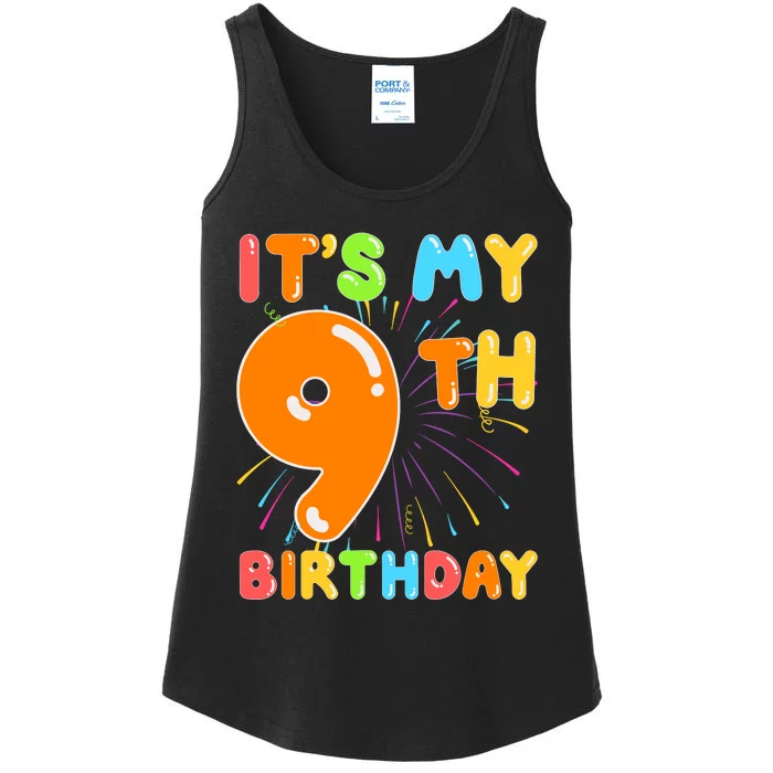 ItS My 9th Birthday 9 Nine Happy Birthday Boy Or Girl Art Ladies Essential Tank