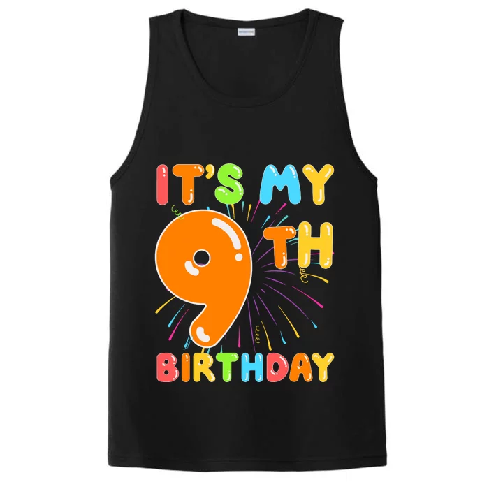 ItS My 9th Birthday 9 Nine Happy Birthday Boy Or Girl Art Performance Tank