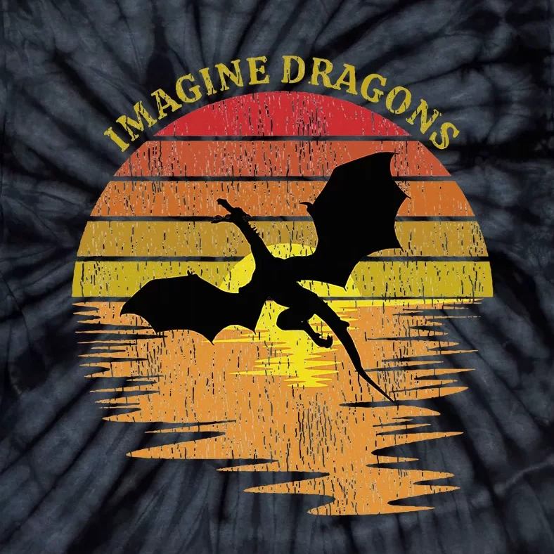 Imagine Magical And Mythical Fantasy Dragons In Sunset Tie-Dye T-Shirt