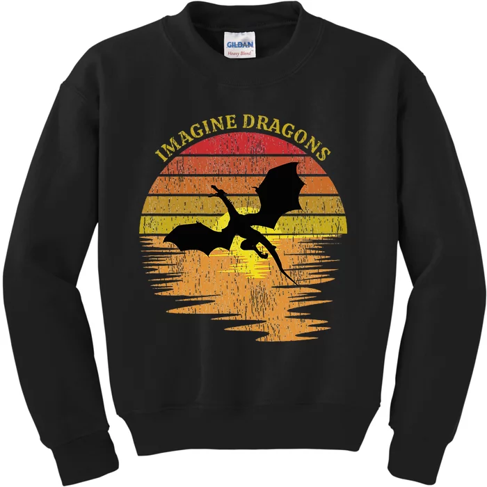 Imagine Magical And Mythical Fantasy Dragons In Sunset Kids Sweatshirt