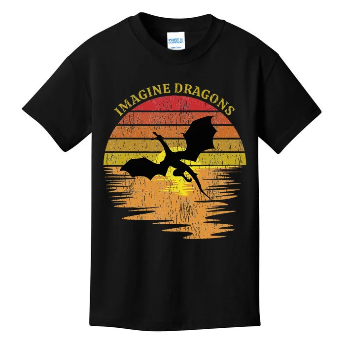 Imagine Magical And Mythical Fantasy Dragons In Sunset Kids T-Shirt