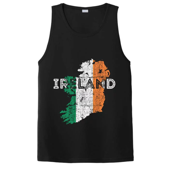 Irish Map And Flag Souvenir Gift Distressed Ireland Cool Gift Performance Tank