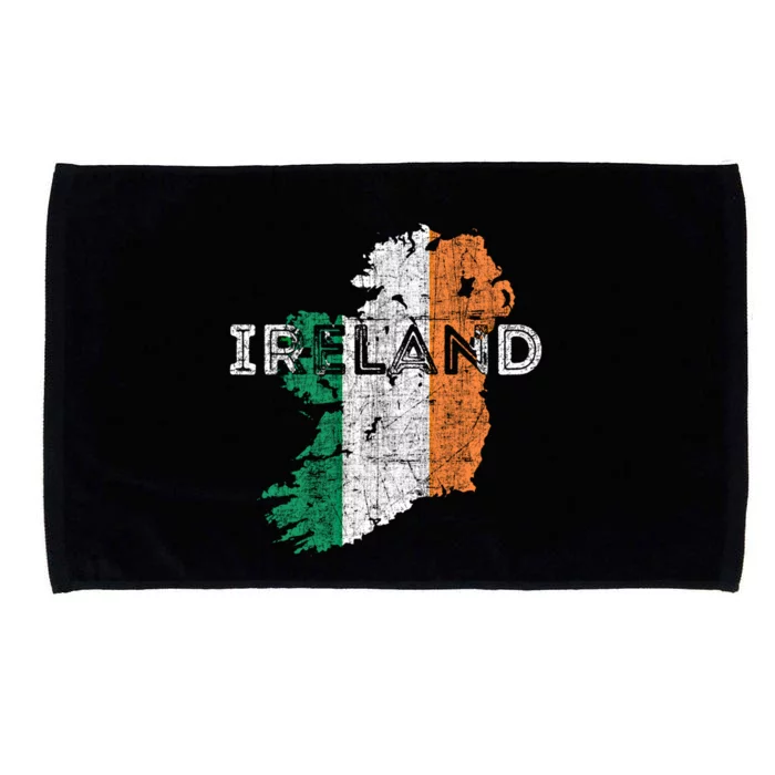 Irish Map And Flag Souvenir Gift Distressed Ireland Cool Gift Microfiber Hand Towel