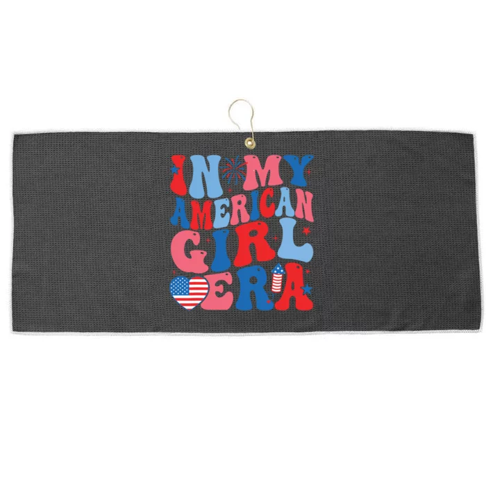 In My American Girl Era Retro 4th Of July Fourth Groovy Large Microfiber Waffle Golf Towel