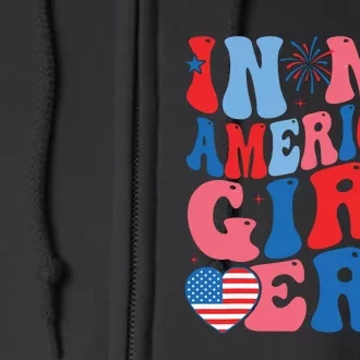 In My American Girl Era Retro 4th Of July Fourth Groovy Full Zip Hoodie