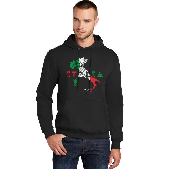 Italy Map And Flag Souvenir Distressed Italia Tall Hoodie