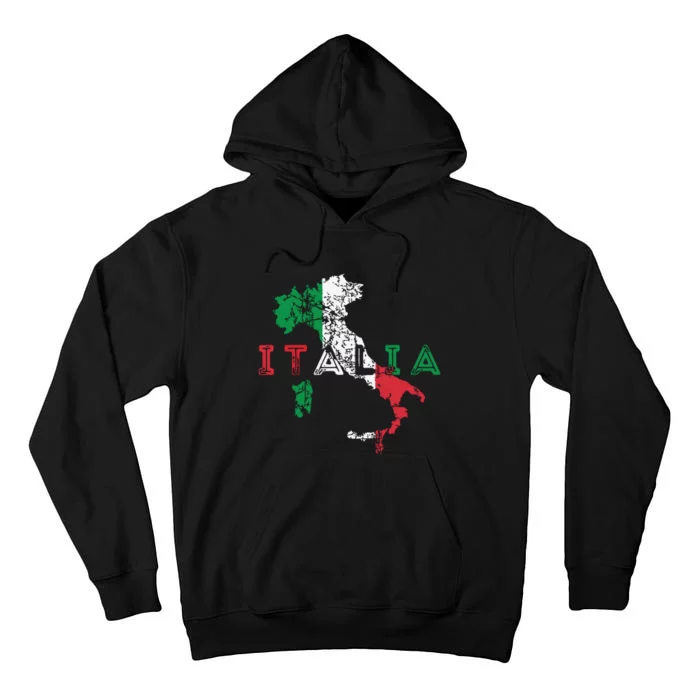 Italy Map And Flag Souvenir Distressed Italia Tall Hoodie