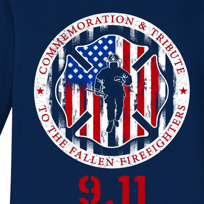 In Memory And Honor Of Firefighters Remembering 9/11 Baby Long Sleeve Bodysuit