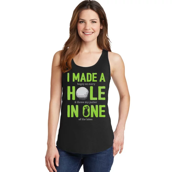 I Made A Hole In One Funny Golf Pun Vintage Golfing Ladies Essential Tank