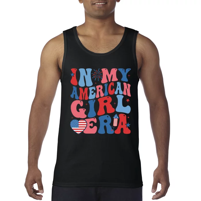 In My American Girl Era Retro 4th Of July Fourth Groovy Tank Top