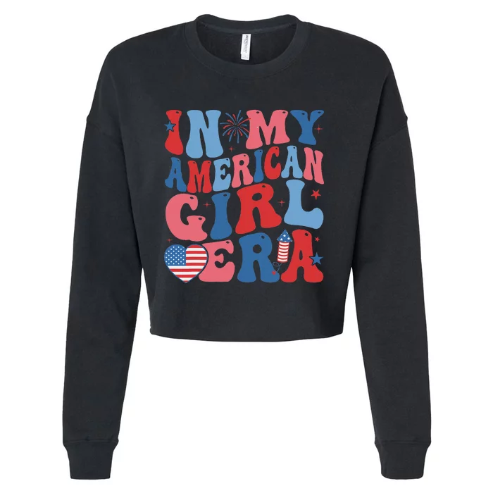 In My American Girl Era Retro 4th Of July Fourth Groovy Cropped Pullover Crew