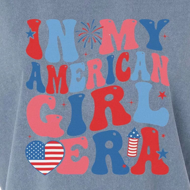 In My American Girl Era Retro 4th Of July Fourth Groovy Garment-Dyed Women's Muscle Tee