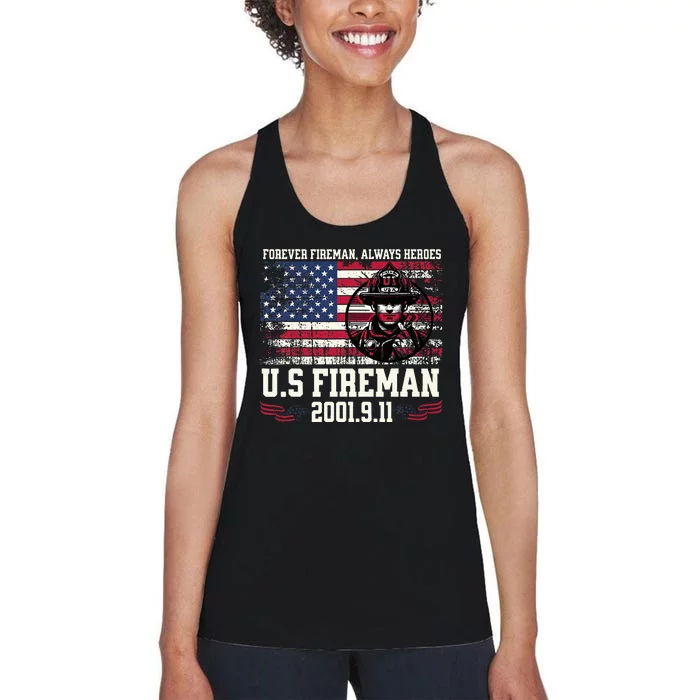 In Memory And Honor Of Firefighters Remembering 911 Women's Racerback Tank