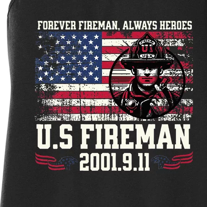 In Memory And Honor Of Firefighters Remembering 911 Women's Racerback Tank