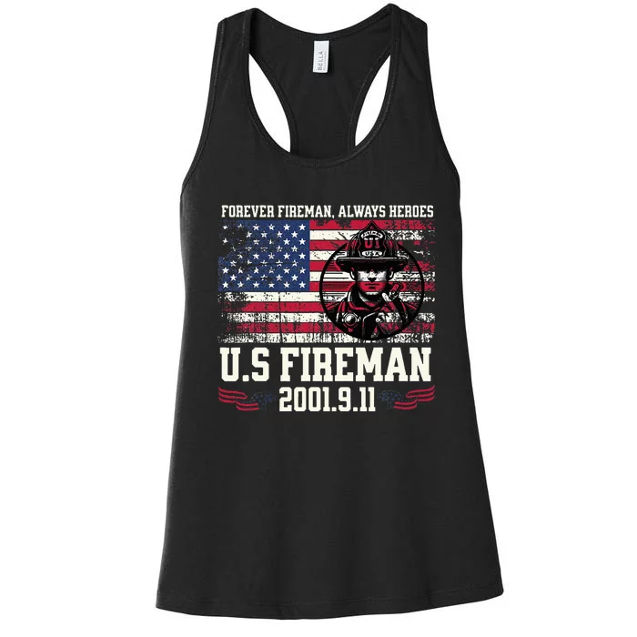 In Memory And Honor Of Firefighters Remembering 911 Women's Racerback Tank