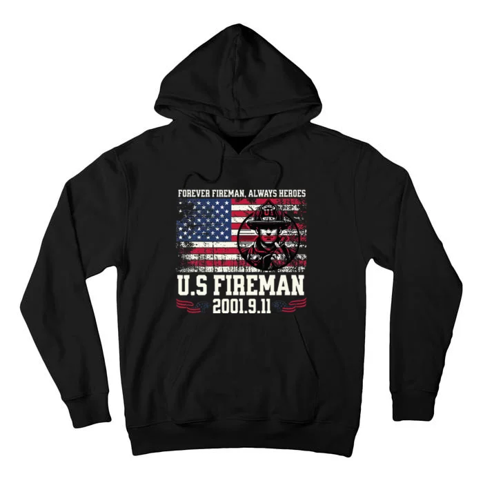 In Memory And Honor Of Firefighters Remembering 911 Tall Hoodie