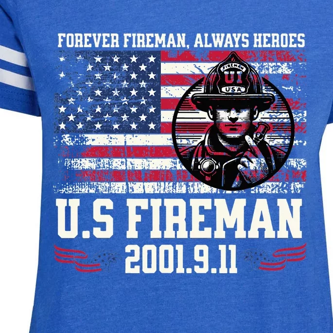 In Memory And Honor Of Firefighters Remembering 911 Enza Ladies Jersey Football T-Shirt