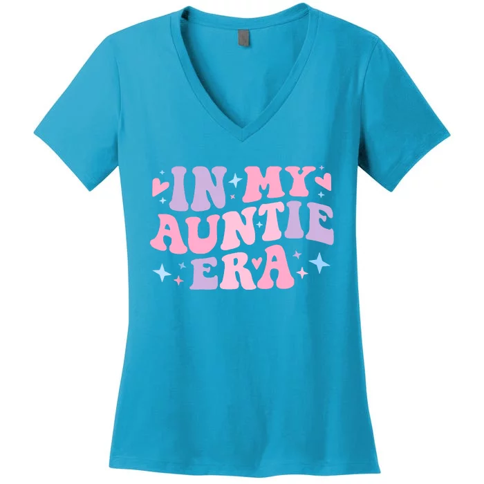 In My Auntie Era Baby Announcement For Aunt Mothers Day Women's V-Neck T-Shirt