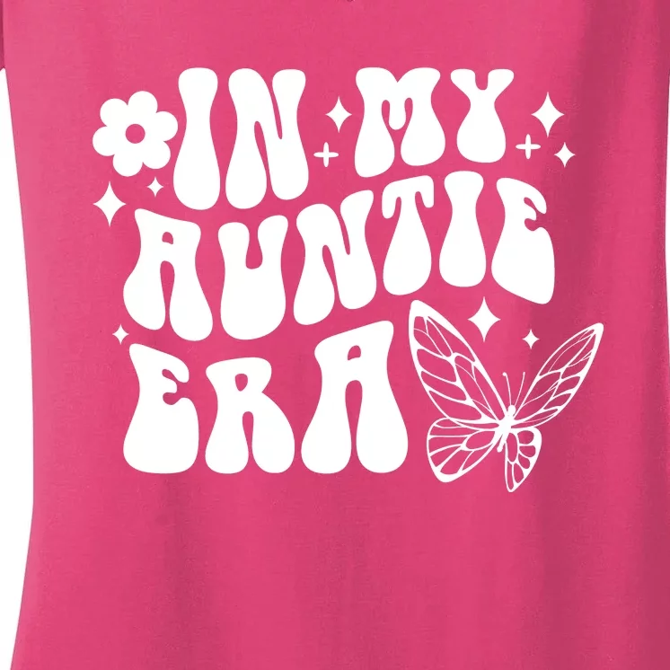 In My Auntie Era Fun Aunt Butterfly Women's V-Neck T-Shirt