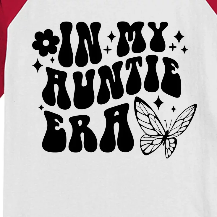 In My Auntie Era Fun Aunt Butterfly Kids Colorblock Raglan Jersey