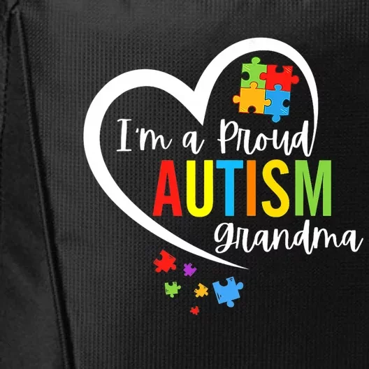 I M A Proud Grandma Love Heart Autism Awareness Puzzle City Backpack