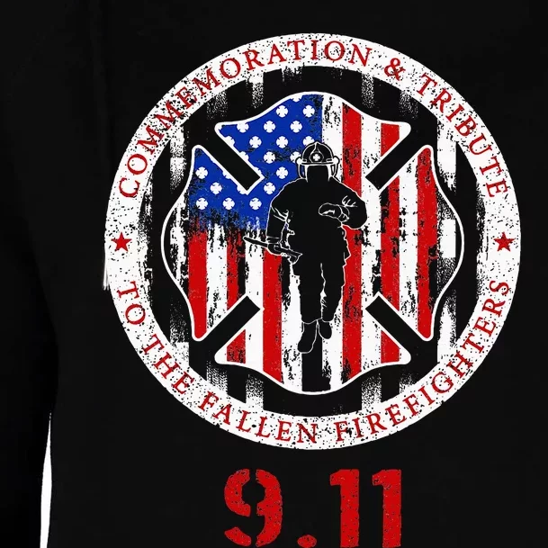 In Memory And Honor Of Firefighters Remembering 911 Womens Funnel Neck Pullover Hood