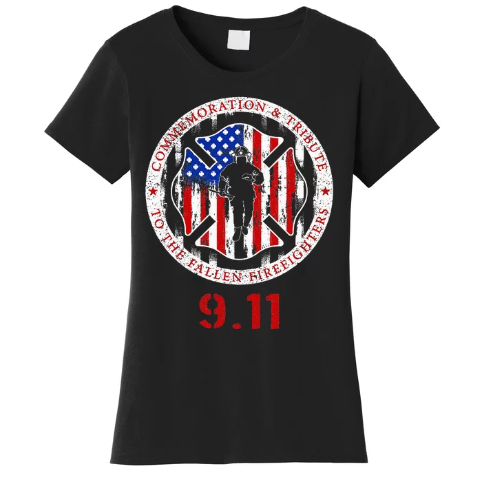 In Memory And Honor Of Firefighters Remembering 911 Women's T-Shirt