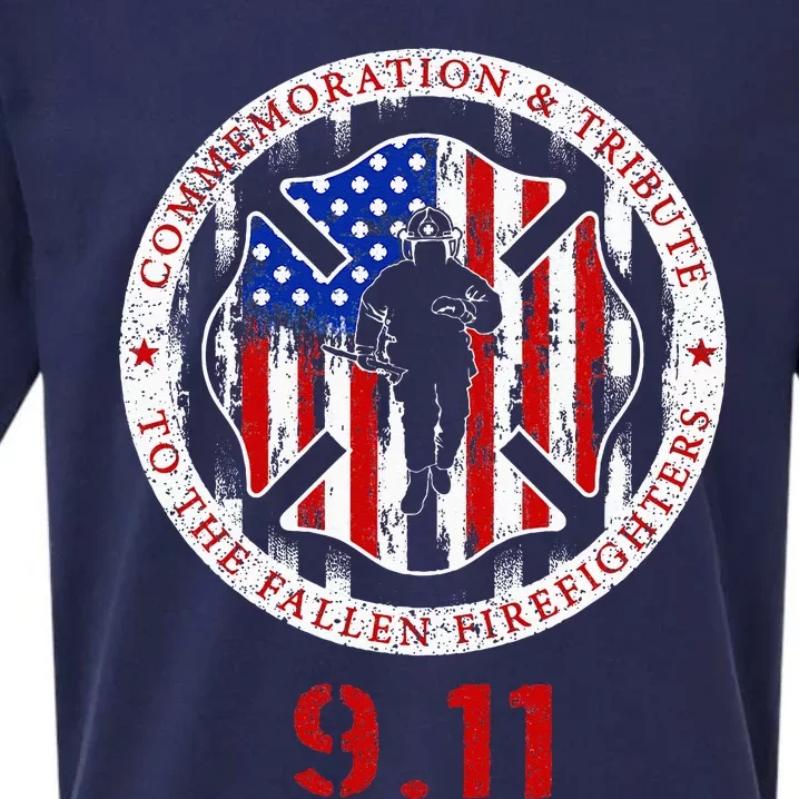 In Memory And Honor Of Firefighters Remembering 911 Sueded Cloud Jersey T-Shirt