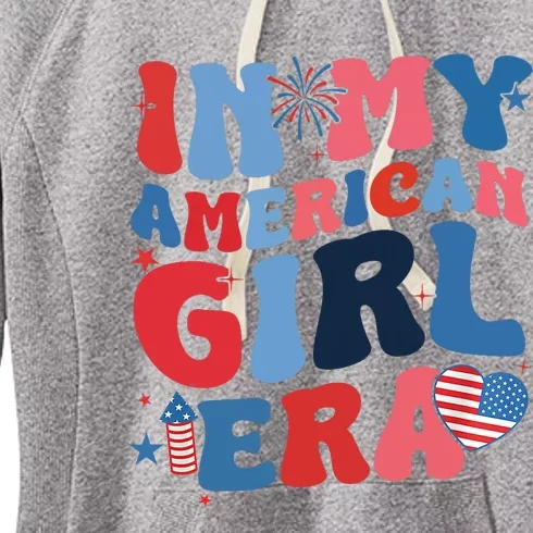 In My American Girl Era Retro 4th Of July Fourth Groovy Women's Fleece Hoodie