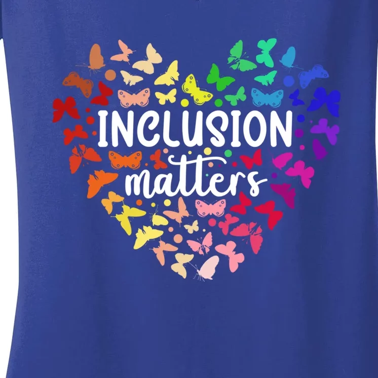 Inclusion Matters Autism Awareness Month Neurodiversity Sped Gift Women's V-Neck T-Shirt