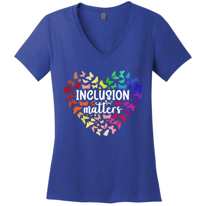 Inclusion Matters Autism Awareness Month Neurodiversity Sped Gift Women's V-Neck T-Shirt