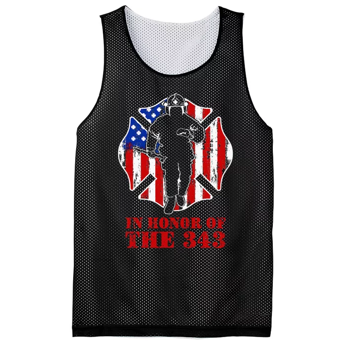 In Memory And Honor We Will Never Forget 343 Firefighter Mesh Reversible Basketball Jersey Tank