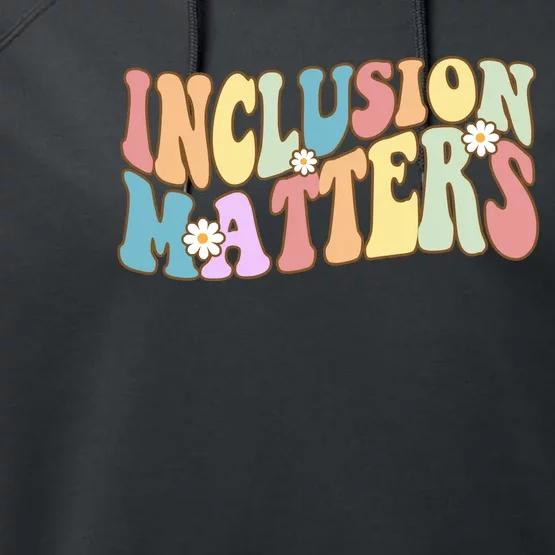 Inclusion Matters Autism Awareness Retro Floral Performance Fleece Hoodie