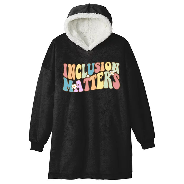 Inclusion Matters Autism Awareness Retro Floral Hooded Wearable Blanket